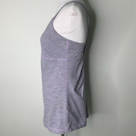 Lululemon Active Strength Tank Lilac Heathered Coal Wee Stripe / Lilac Size 8 - Picture 6 of 12